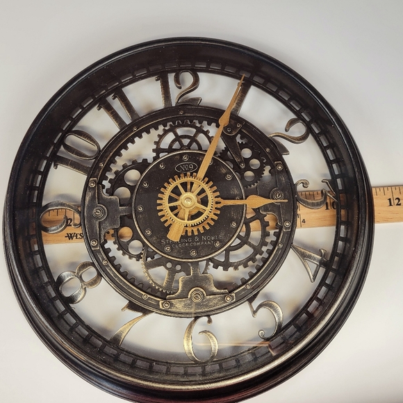 Sterling And Noble Rustic Gear Wall Clock Steampunk No9 Black Industrial Style - Picture 6 of 12